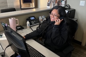 Photo of staff on the phone